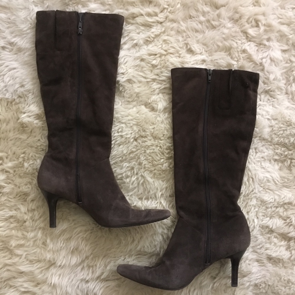 Brown suede boots